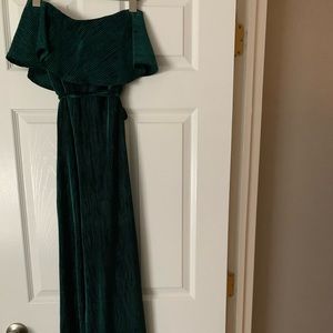 Lovers+Friends Green Velour Jumpsuit